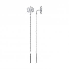 Серебряные серьги SOKOLOV 94027083 с фианитом 94027083 фото