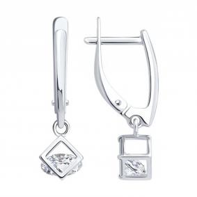 Серебряные серьги SOKOLOV с подвижным фианитом 94027087 94027087 фото