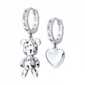 Серебряные серьги SOKOLOV 94027117 с эмалью 94027117 фото