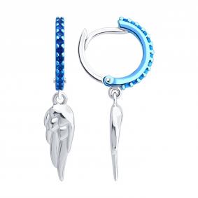 Серебряные серьги SOKOLOV 94027126 с фианитом 94027126 фото