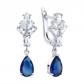 Серебряные серьги SOKOLOV 94027163-91 с фианитом 94027163-91 фото