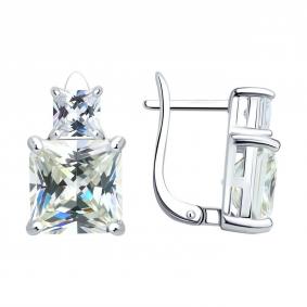 Серебряные серьги SOKOLOV 94027178-91 с фианитом 94027178-91 фото