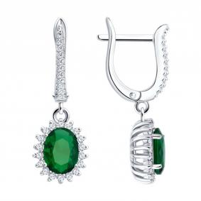 Серебряные серьги SOKOLOV 94027182-91 с фианитом 94027182-91 фото