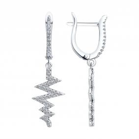 Серебряные серьги SOKOLOV 94027185-91 с фианитом 94027185-91 фото