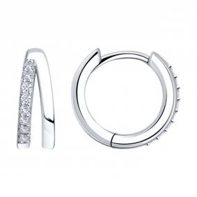 Серебряные серьги SOKOLOV 94027189-91 с фианитом 94027189-91 фото