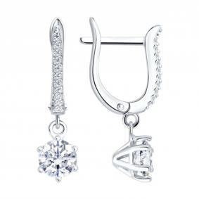 Серебряные серьги SOKOLOV 94027195-91 с фианитом 94027195-91 фото