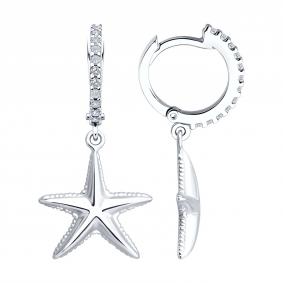 Серебряные серьги SOKOLOV 94027216 с фианитом 94027216 фото