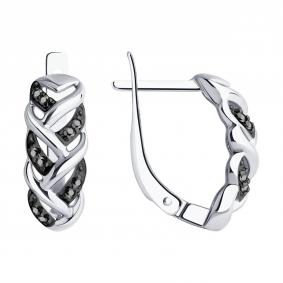 Серебряные серьги SOKOLOV 94027238 с фианитом 94027238 фото