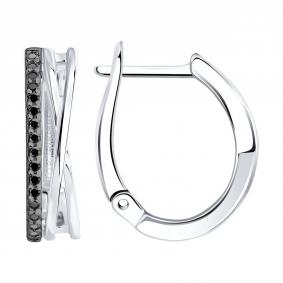 Серебряные серьги SOKOLOV 94027240 с фианитом 94027240 фото