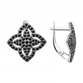 Серебряные серьги SOKOLOV 94027253 с фианитом 94027253 фото