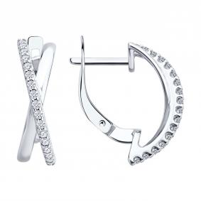 Серебряные серьги SOKOLOV 94027256 с фианитом 94027256 фото