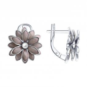 Серебряные серьги SOKOLOV 94027259 с жемчугом и эмалью 94027259 фото