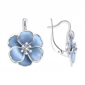 Серебряные серьги SOKOLOV 94027273 с эмалью 94027273 фото