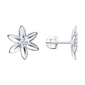 Серебряные серьги SOKOLOV 94027284 с фианитом 94027284 фото