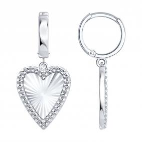 Серебряные серьги SOKOLOV 94027288 с фианитом 94027288 фото