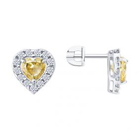 Серебряные серьги SOKOLOV 94027345 с фианитом 94027345 фото