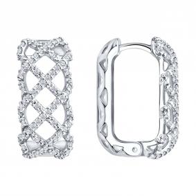 Серебряные серьги SOKOLOV 94027356 с фианитом 94027356 фото