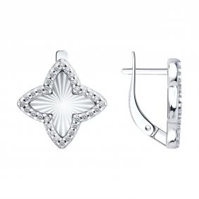 Серебряные серьги SOKOLOV 94027358 с фианитом 94027358 фото