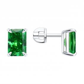Серебряные серьги SOKOLOV 94027370 с фианитом 94027370 фото