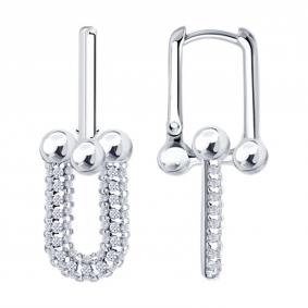 Серебряные серьги SOKOLOV 94027372 с фианитом 94027372 фото