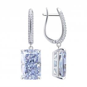 Серебряные серьги SOKOLOV 94027380 с фианитом 94027380 фото