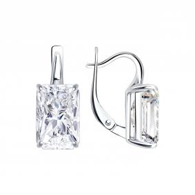 Серебряные серьги SOKOLOV 94027507 с фианитом 94027507 фото