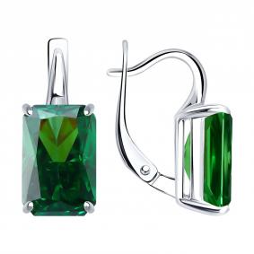 Серебряные серьги SOKOLOV 94027508 с фианитом 94027508 фото