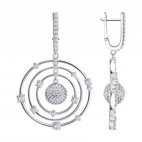 Серебряные серьги SOKOLOV 94027509 с фианитом 94027509 фото