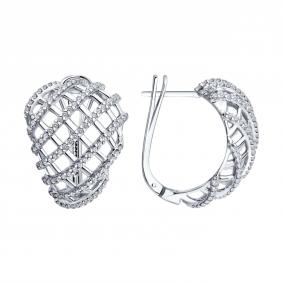 Серебряные серьги SOKOLOV 94027520 с фианитом 94027520 фото