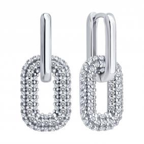 Серебряные серьги-трансформеры SOKOLOV с фианитом 94027525 94027525 фото