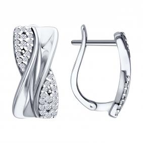 Серебряные серьги SOKOLOV 94027527 с фианитом 94027527 фото