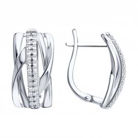 Серебряные серьги SOKOLOV 94027528 с фианитом 94027528 фото