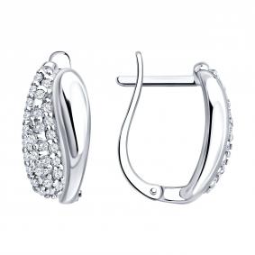 Серебряные серьги SOKOLOV 94027529 с фианитом 94027529 фото