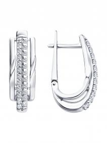 Серебряные серьги SOKOLOV 94027537 с фианитом 94027537 фото