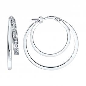 Серебряные серьги SOKOLOV 94027541 с фианитом 94027541 фото