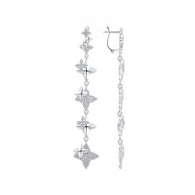 Серебряные серьги SOKOLOV 94027547 с фианитом 94027547 фото