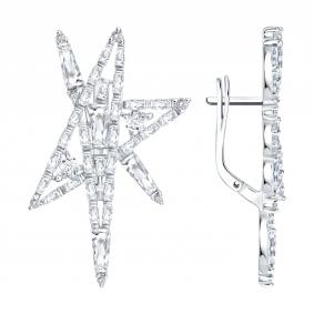 Серебряные серьги SOKOLOV 94027553 с фианитом 94027553 фото