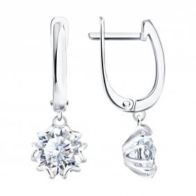 Серебряные серьги SOKOLOV 94027559 с фианитом 94027559 фото