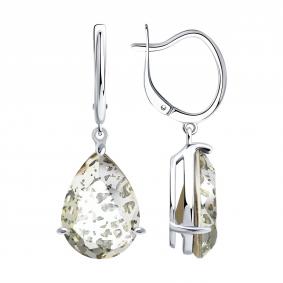 Серебряные серьги SOKOLOV 94027565 с ювелирным кристаллом 94027565 фото