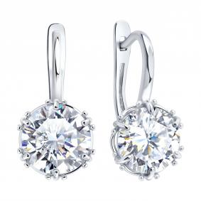 Серебряные серьги SOKOLOV 94027568 с фианитом 94027568 фото