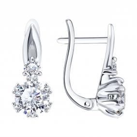 Серебряные серьги SOKOLOV 94027569 с фианитом 94027569 фото