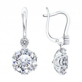 Серебряные серьги SOKOLOV 94027570 с фианитом 94027570 фото