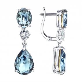 Серебряные серьги SOKOLOV 94027571 с фианитом и ювелирным кристаллом 94027571 фото