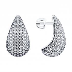 Серебряные серьги SOKOLOV 94027578 с фианитом 94027578 фото