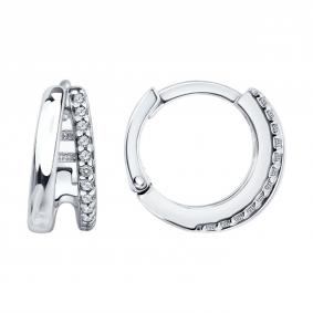 Серебряные серьги SOKOLOV 94027580 с фианитом 94027580 фото