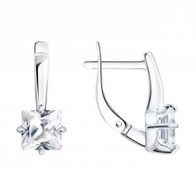 Серебряные серьги SOKOLOV 94027586 с фианитом 94027586 фото