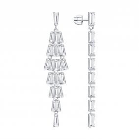 Серебряные серьги SOKOLOV 94027597 с фианитом 94027597 фото