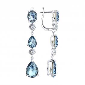 Серебряные серьги SOKOLOV 94027600 с фианитом и ювелирным кристаллом 94027600 фото