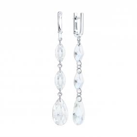 Серебряные серьги SOKOLOV 94027603 с ювелирным кристаллом 94027603 фото