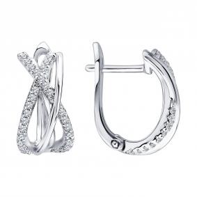 Серебряные серьги SOKOLOV 94027604-91 с фианитом 94027604-91 фото